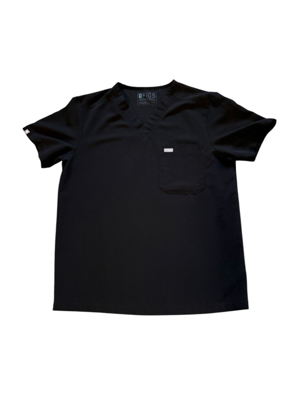 FIG Black Scrub Top Leon 3 Pocket Mens Size Medium